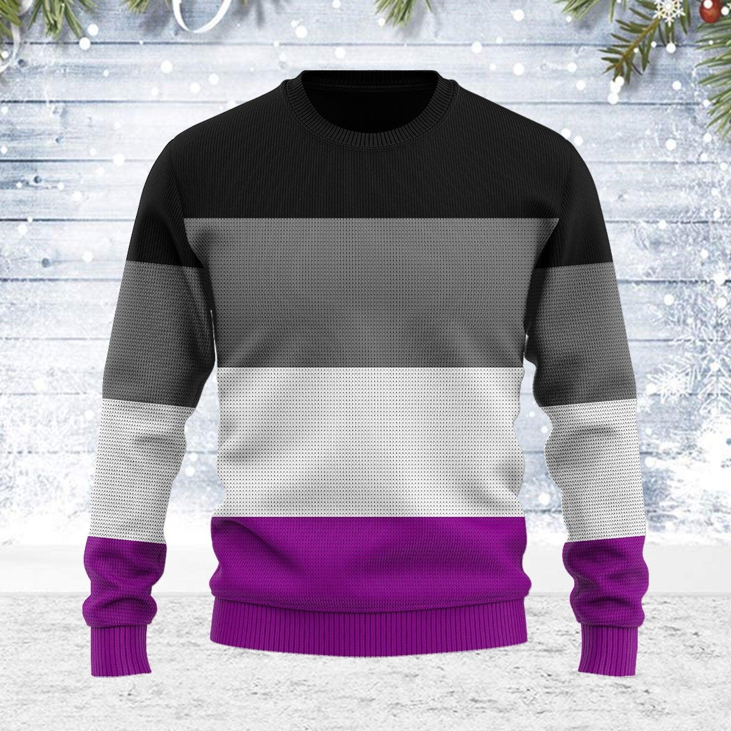 asexual pride flag ugly christmas sweater gearhomie com