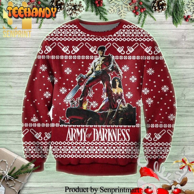 ash williams sheila army of darkness poster knitted ugly sweater eo3dr