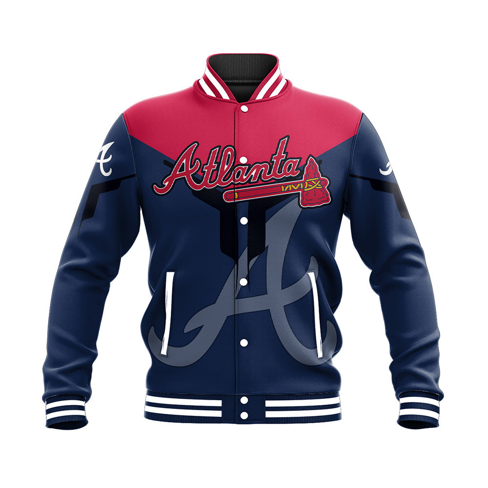 atlanta braves baseball jacket button up zipper hooded all over print drinking style mlb qnyu8