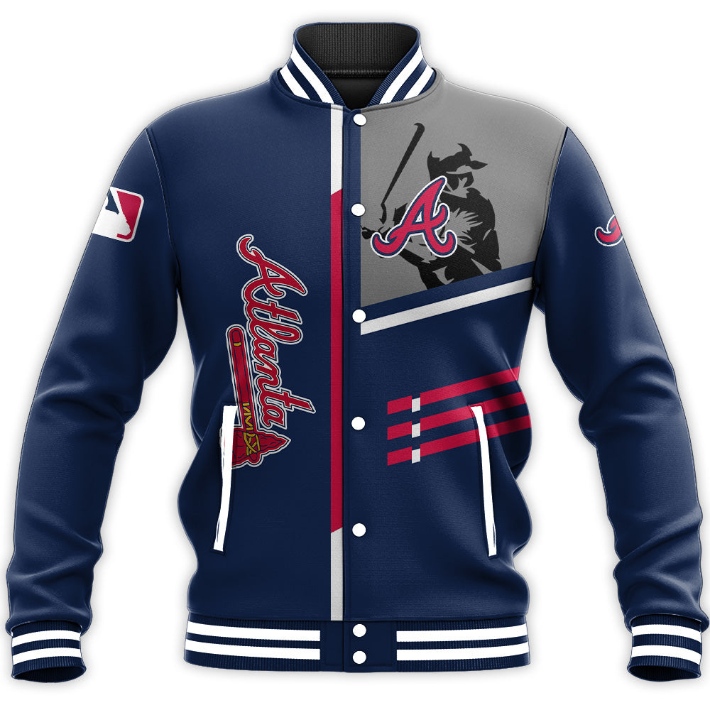 atlanta braves baseball jacket button up zipper hooded all over print personalized baseball for fan mlb oulme