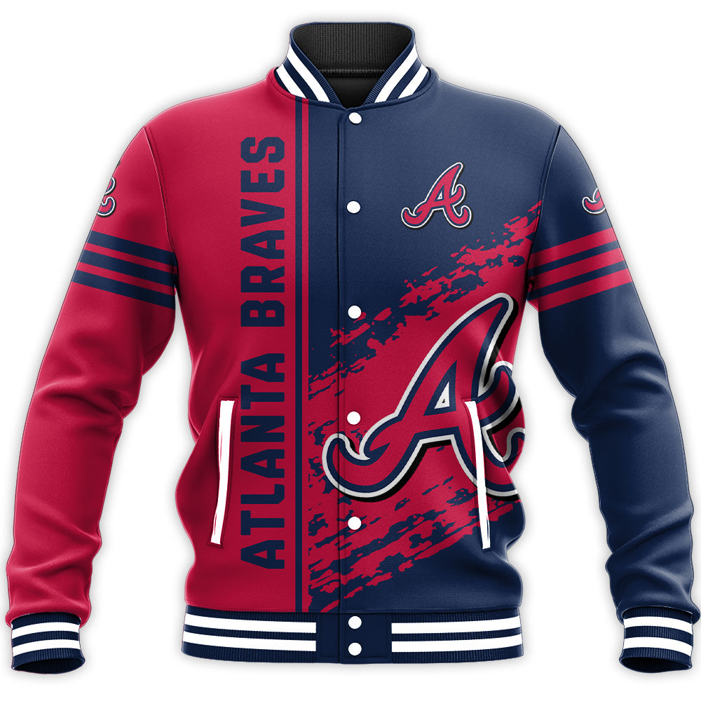 atlanta braves baseball jacket button up zipper hooded all over print quarter style mlb yhmpa