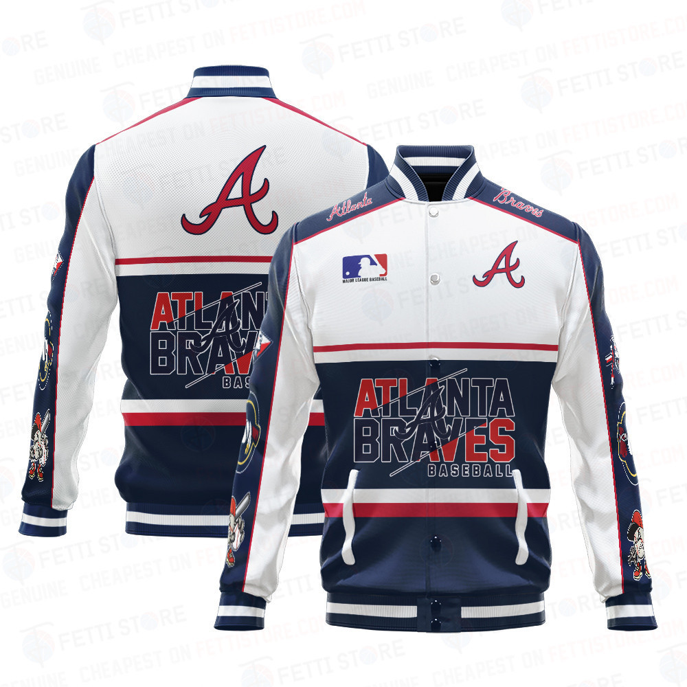 atlanta braves baseball white and dark blue pattern baseball varsity jacket baseball jacket all over print 7rs8y