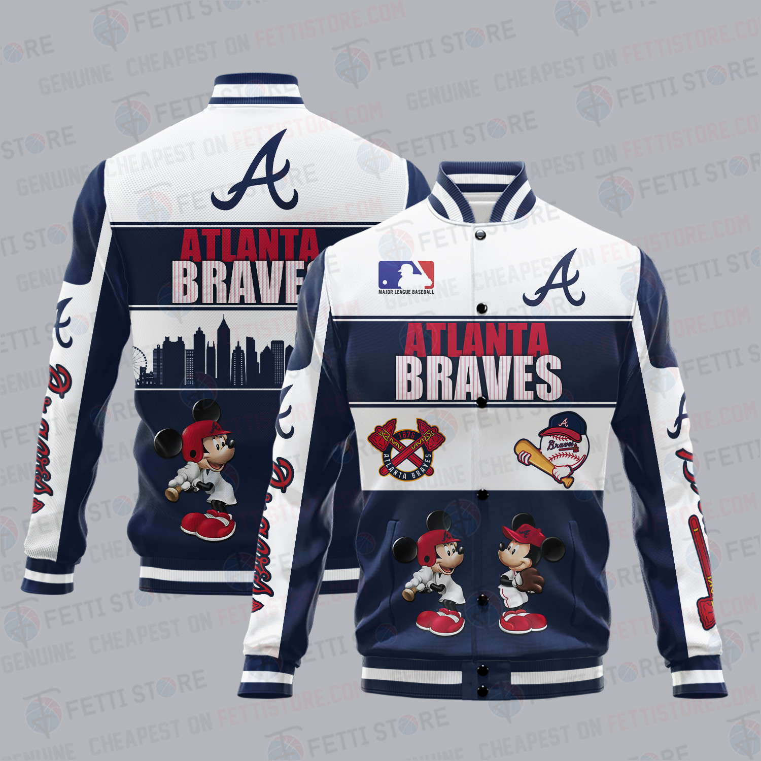 atlanta braves city and logo pattern print baseball varsity jacket baseball jacket all over print hdyne