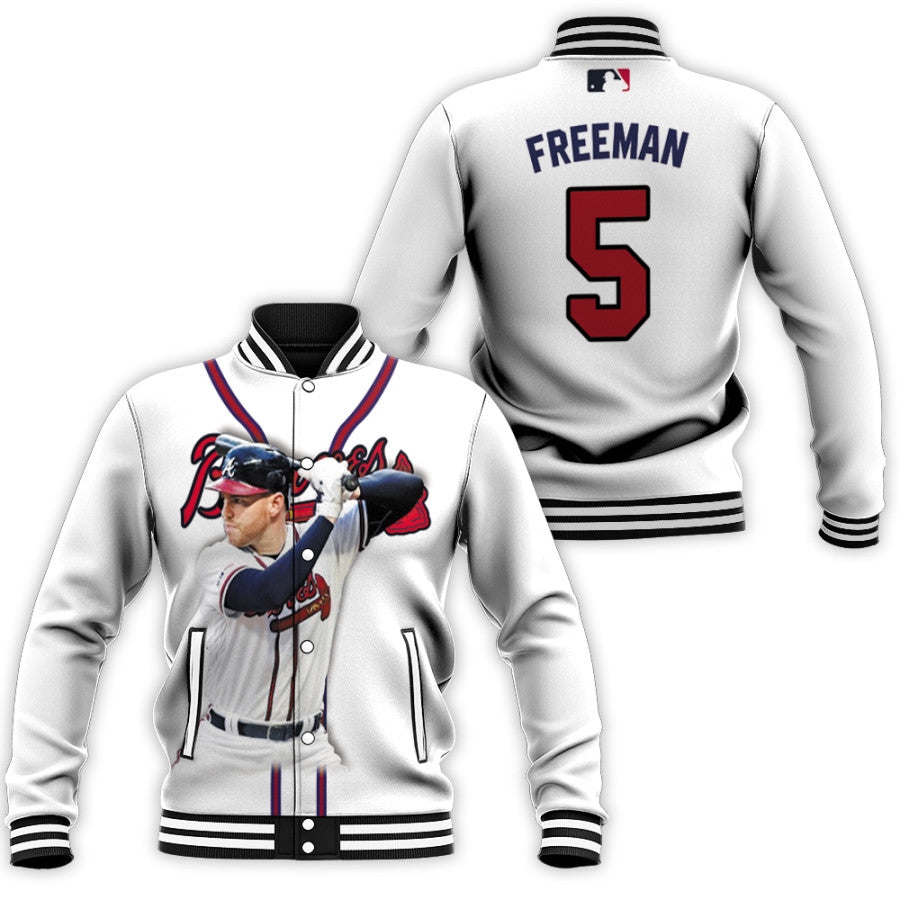 atlanta braves freddie freeman 05 majestic 2019 home player 2019 white jersey style gift for braves fans baseball jacket button up zipper hooded all over print mlb cn3ek