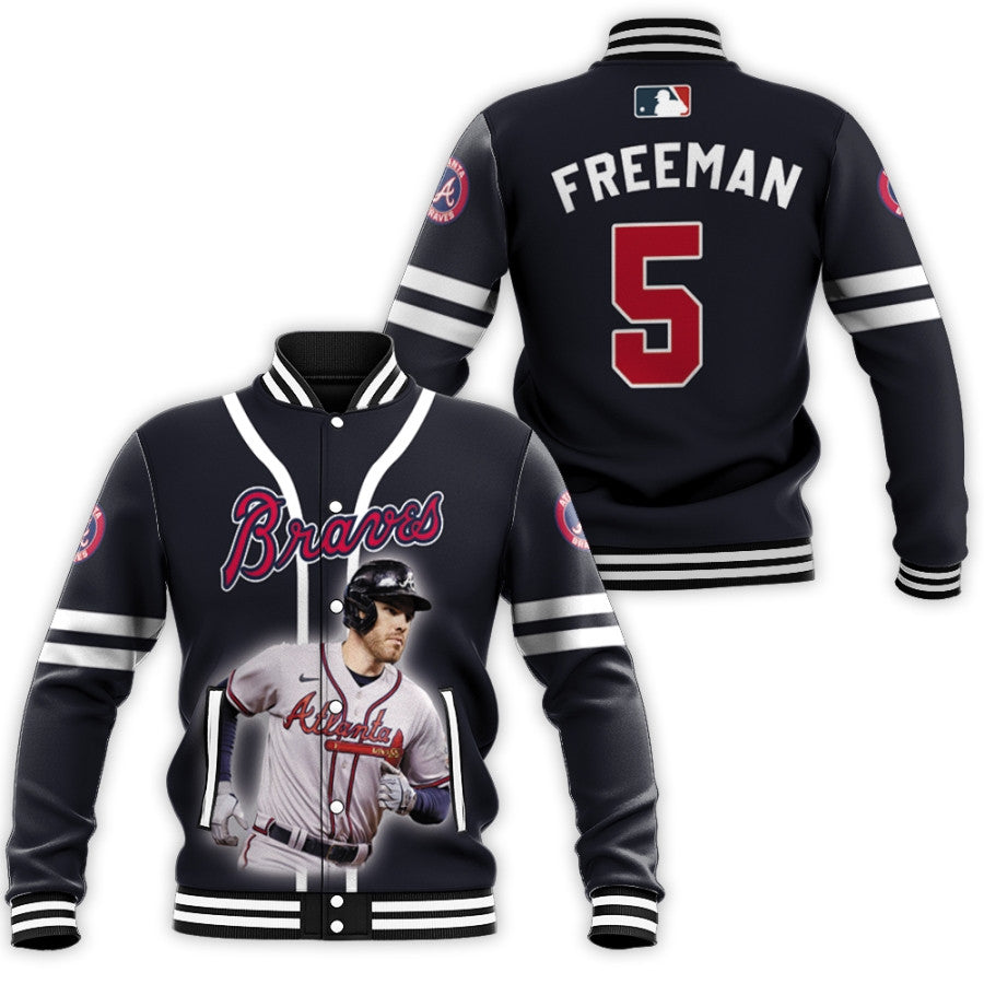 atlanta braves freddie freeman 5 mlb legendary captain black 3d designed allover gift for braves fans baseball jacket button up zipper hooded all over print mlb t9ynp