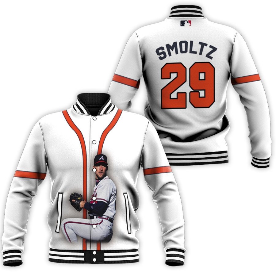 atlanta braves john smoltz 29 mlb baseball legend great player white 3d designed allover gift for braves fans baseball jacket button up zipper hooded all over print mlb 4yplk