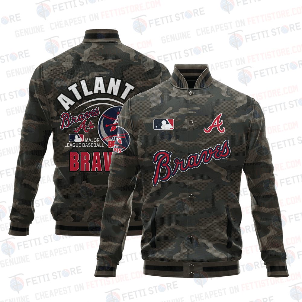 atlanta braves mlb camo baseball varsity jacket baseball jacket all over print stm uvw3w