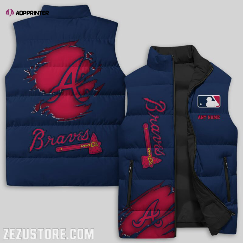 atlanta braves mlb sleeveless puffer jacket custom for fans spj1548