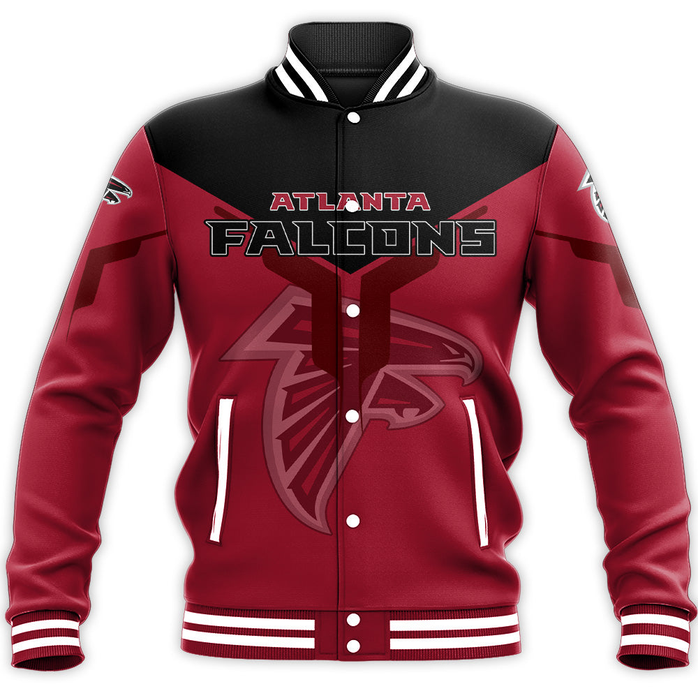 atlanta falcons baseball jacket button up zipper hooded all over print drinking style nfl mkbym