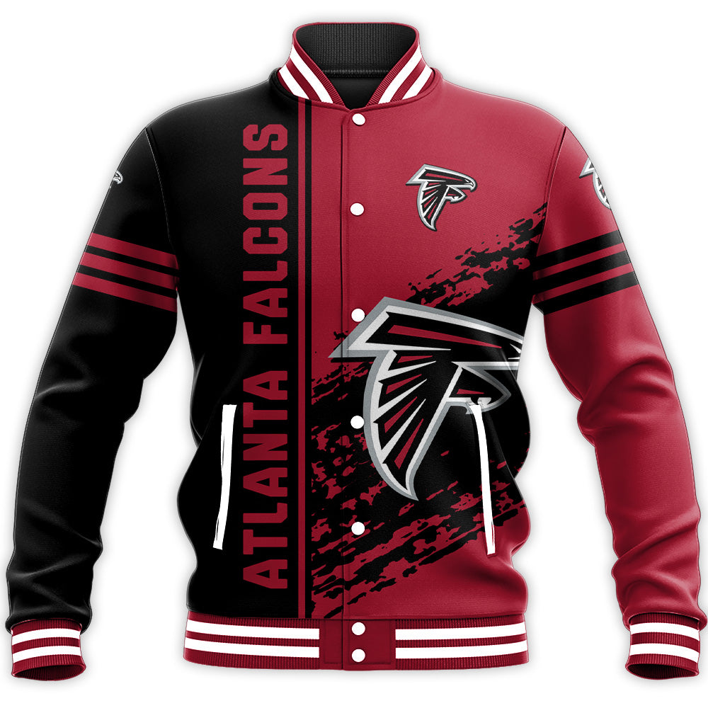 atlanta falcons baseball jacket button up zipper hooded all over print quarter style nfl v0knz