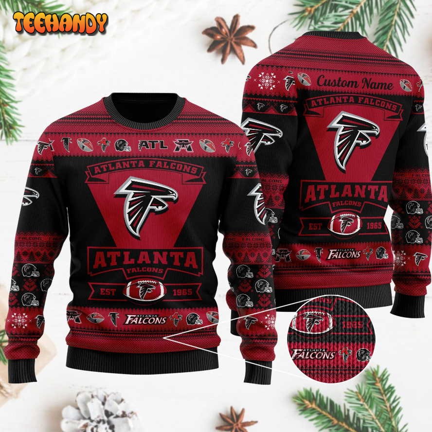 atlanta falcons football team logo custom name personalized ugly sweater 85tkn