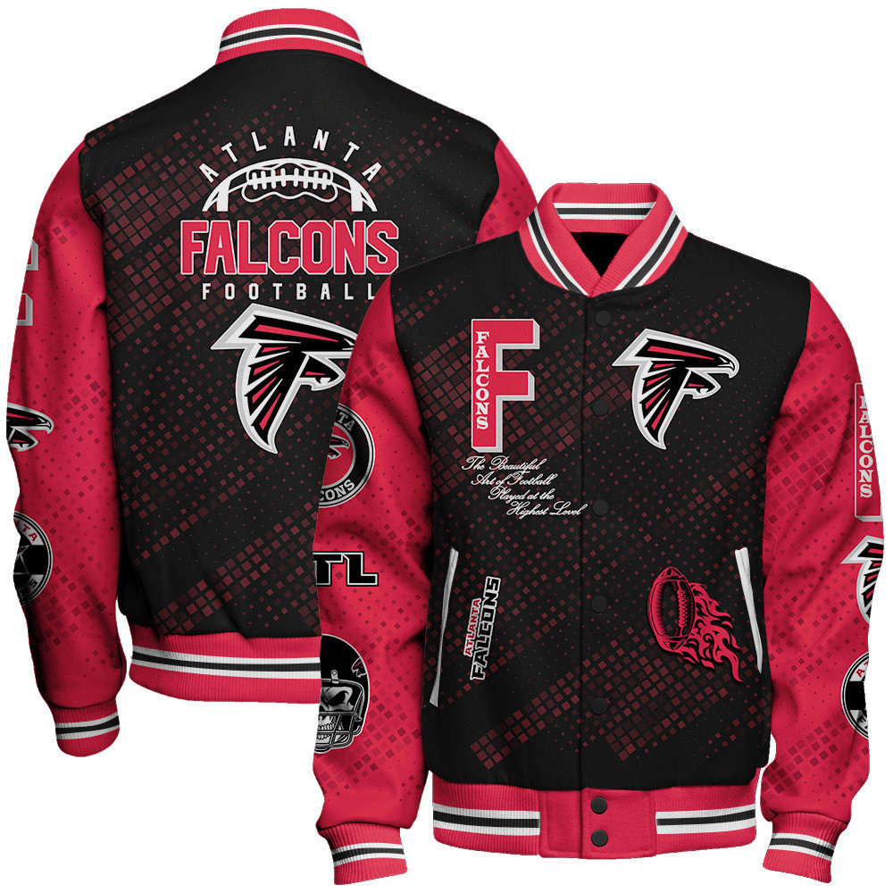 atlanta falcons nfl pattern baseball varsity jacket baseball jacket all over print v13 5cpnl