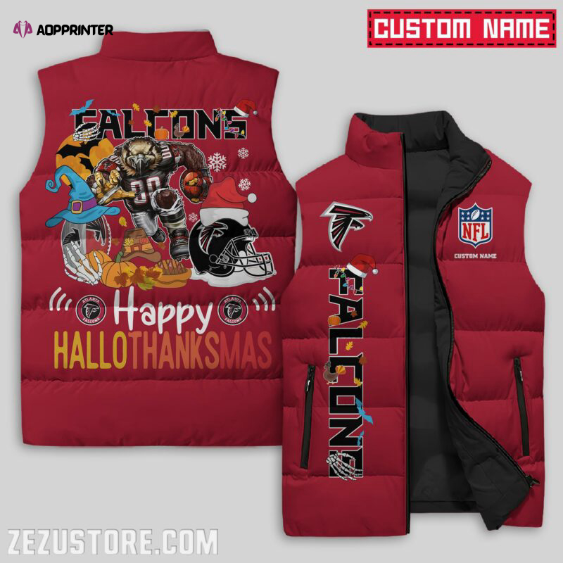 atlanta falcons nfl sleeveless puffer jacket custom for fans spj1437