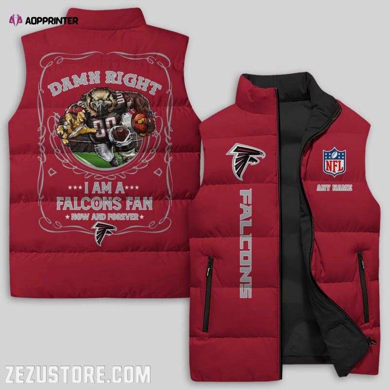 atlanta falcons nfl sleeveless puffer jacket custom for fans spj2345