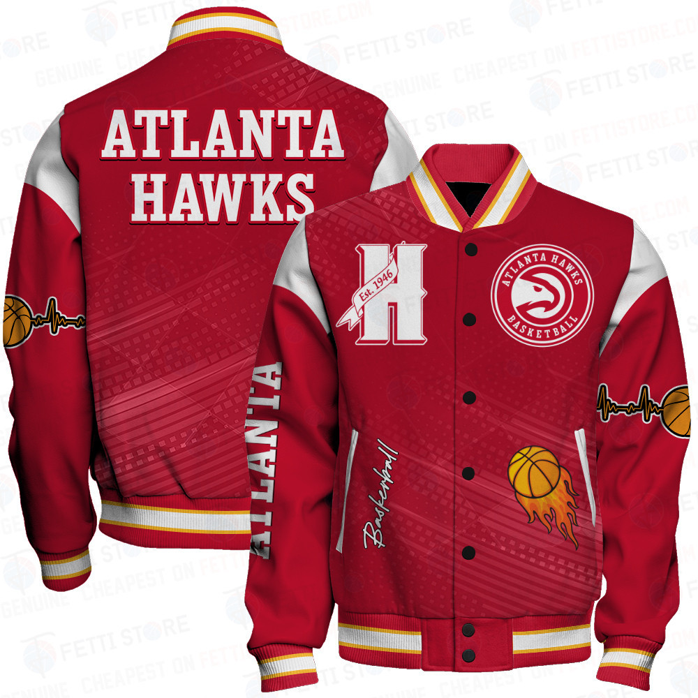 atlanta hawks team logo sport pattern basketball baseball varsity jacket baseball jacket all over print gksdv