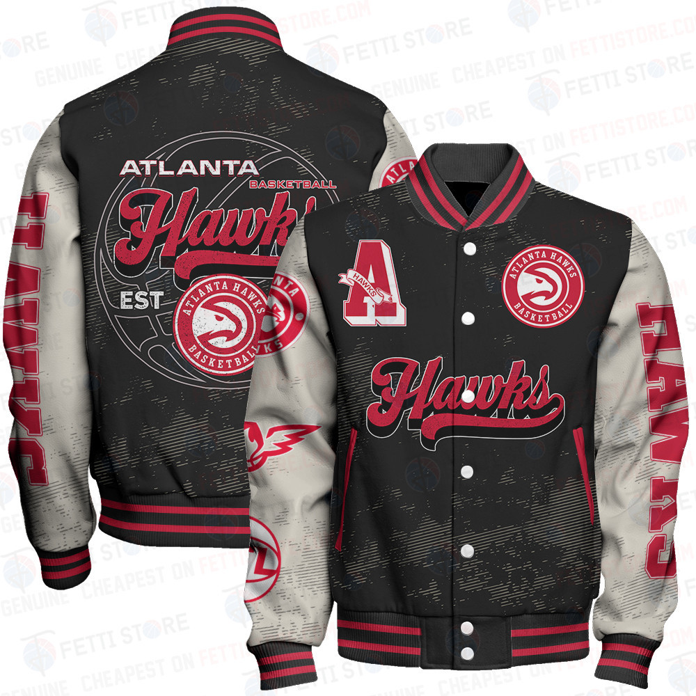 atlanta hawks team logo sport pattern classic baseball varsity jacket baseball jacket all over print m77ld