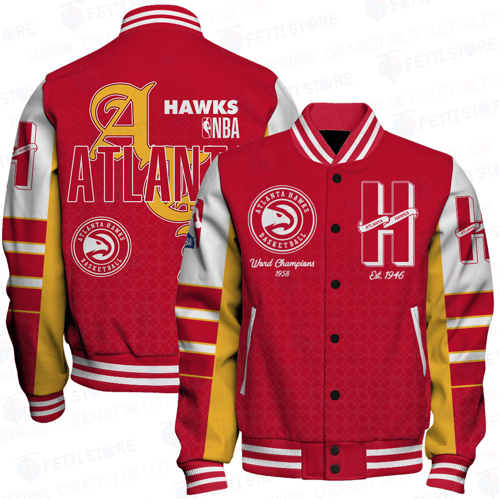 atlanta hawks team logo sport pattern retro baseball varsity jacket baseball jacket all over print htjsp