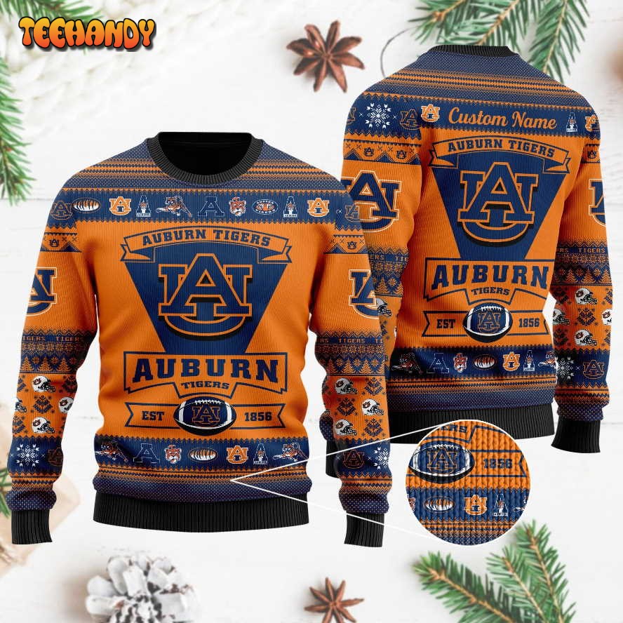 auburn tigers football team logo custom name personalized ugly sweater oywuw