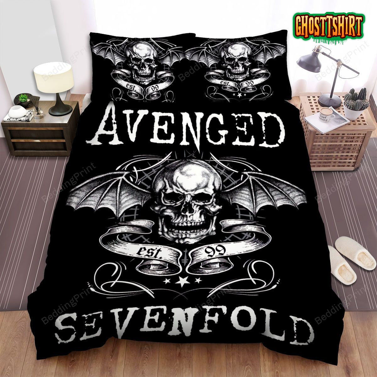 avenged sevenfold skull symbol est 99 bed sheets duvet cover bedding set x7lzo