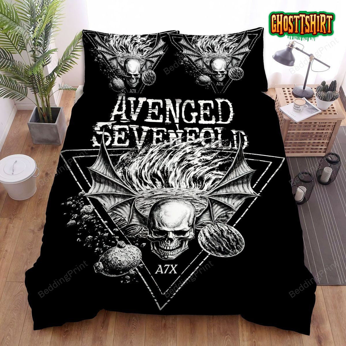 avenged sevenfold skull with the planets art bed sheets duvet cover bedding set u0y21