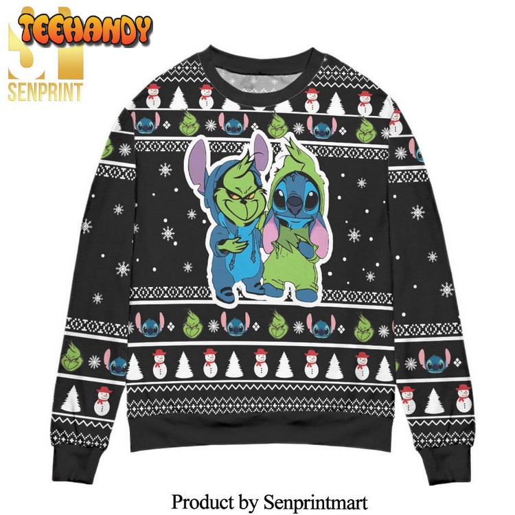 baby grinch and stitch snowman pattern claus sweater yvwya