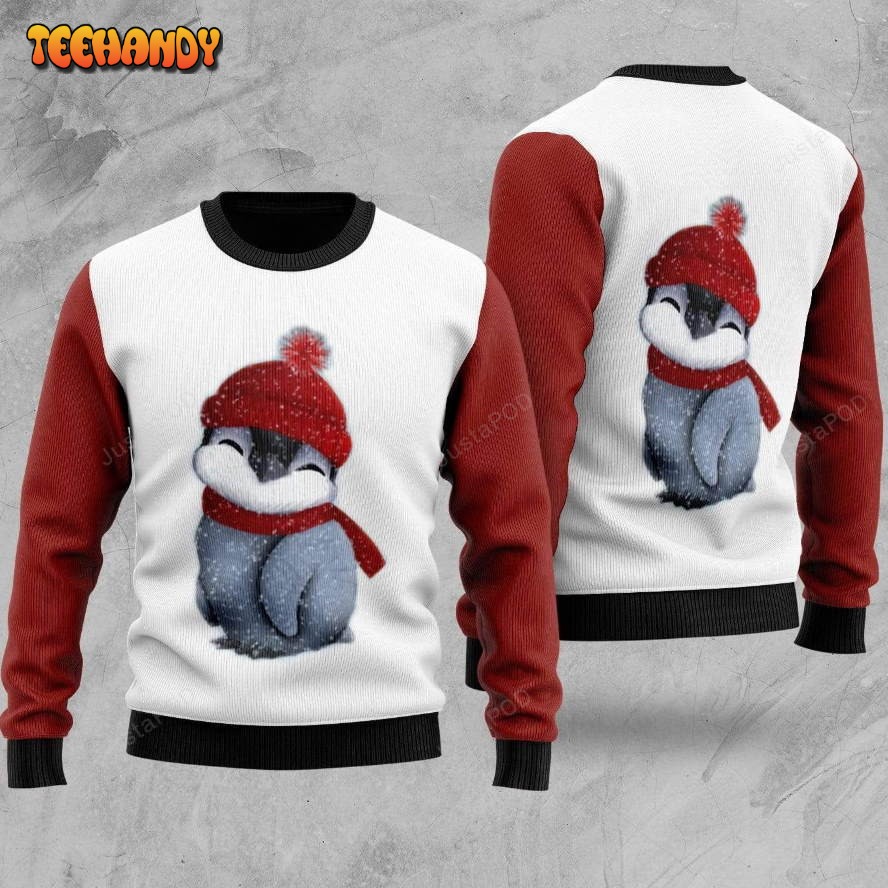 baby penguin ugly christmas sweater all over print sweatshirt ugly sweater hts14