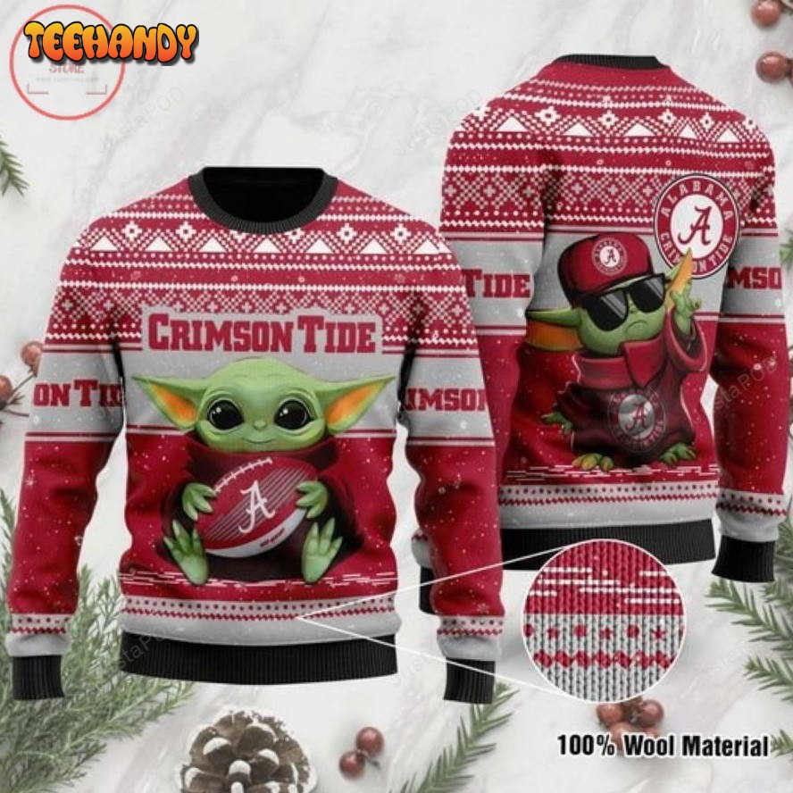 baby yoda alabama crimson tide christmas for fans ugly christmas sweater 9uzhz