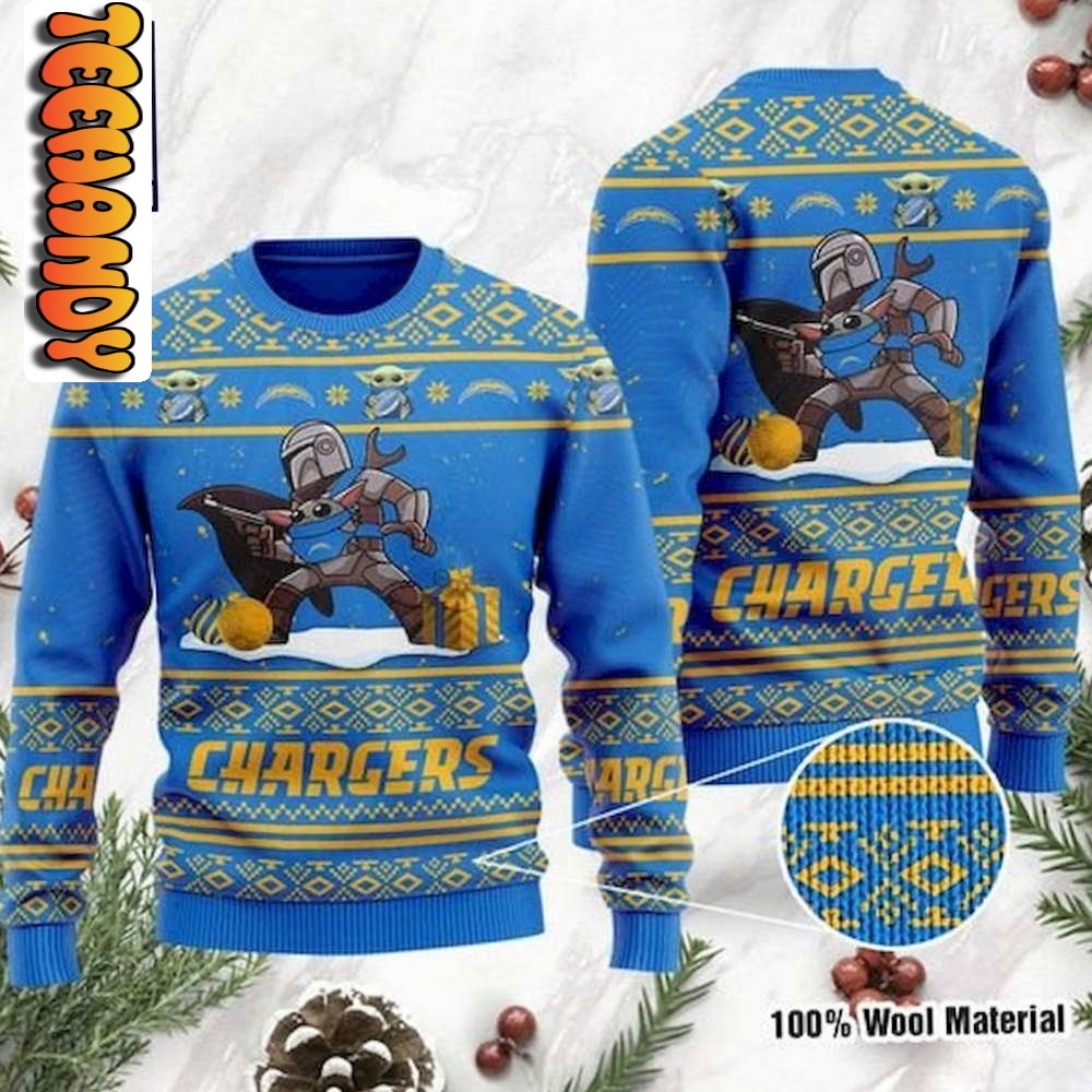 baby yoda boba fett los angeles chargers ugly christmas sweater34264