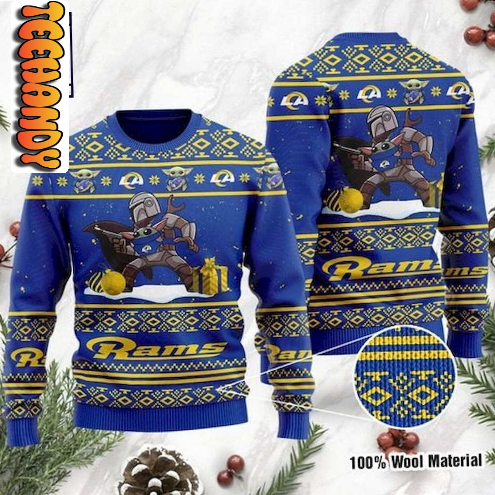 baby yoda boba fett los angeles rams ugly christmas sweater27257