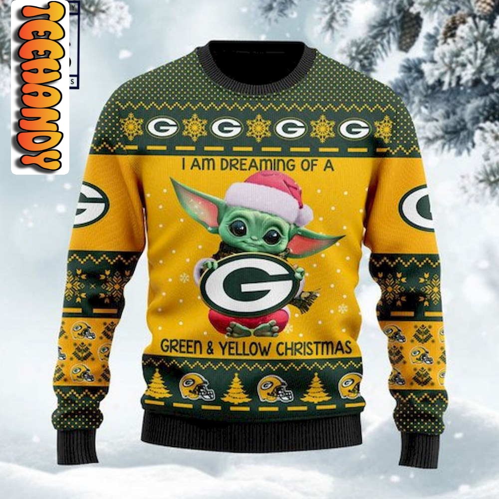 baby yoda dreaming green bay packers ugly christmas sweater24959