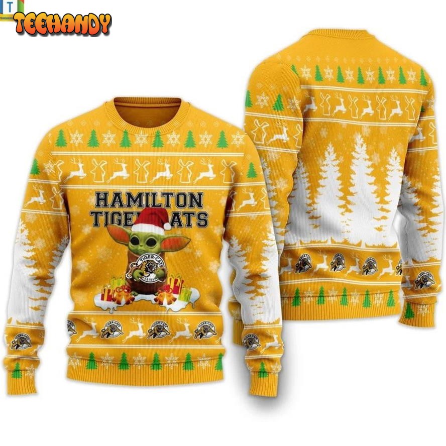 baby yoda hamilton tiger cats christmas ugly sweater ugly sweater yxq3g