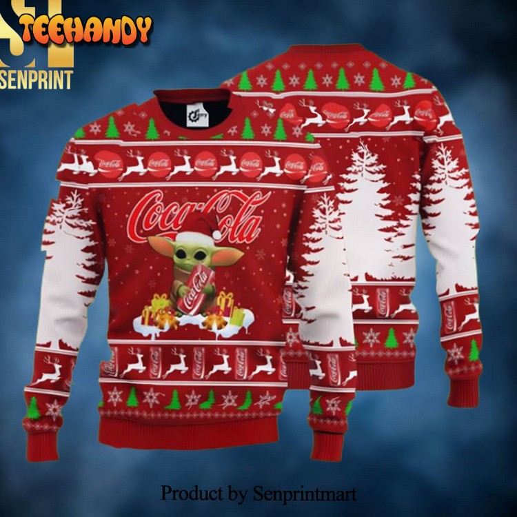 baby yoda hug coca cola 3d printed ugly christmas sweater f7n65