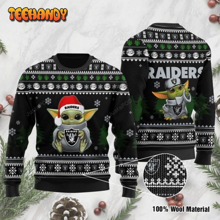 baby yoda oakland raiders ugly christmas sweater all over print sweatshirt yg8lo