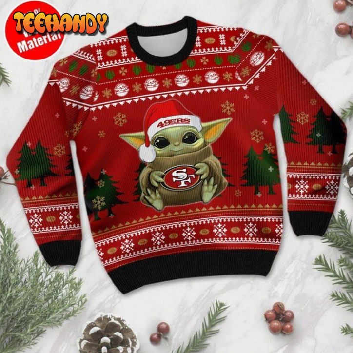 baby yoda san francisco 49ers for fans ugly christmas sweater ugly sweater bq6vr