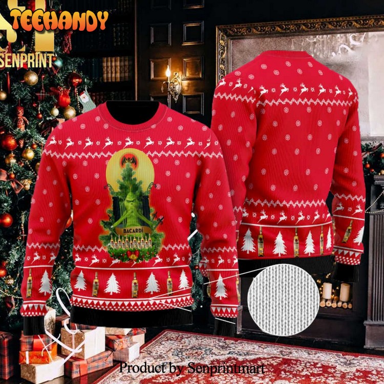 bacardi grinch snow ugly christmas sweater 7mr2p