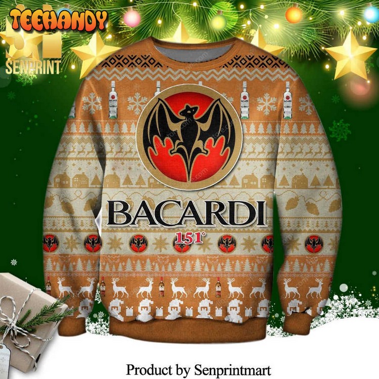 bacardi knitted ugly christmas sweater 743pa