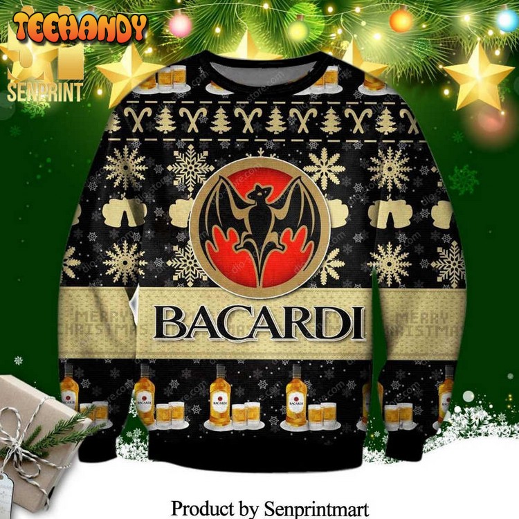 bacardi rum knitted ugly christmas sweater tk3pn