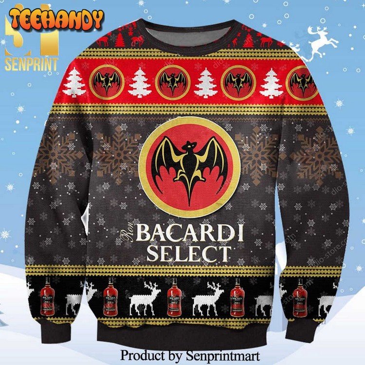 bacardi select rum knitted ugly christmas sweater 2s69d