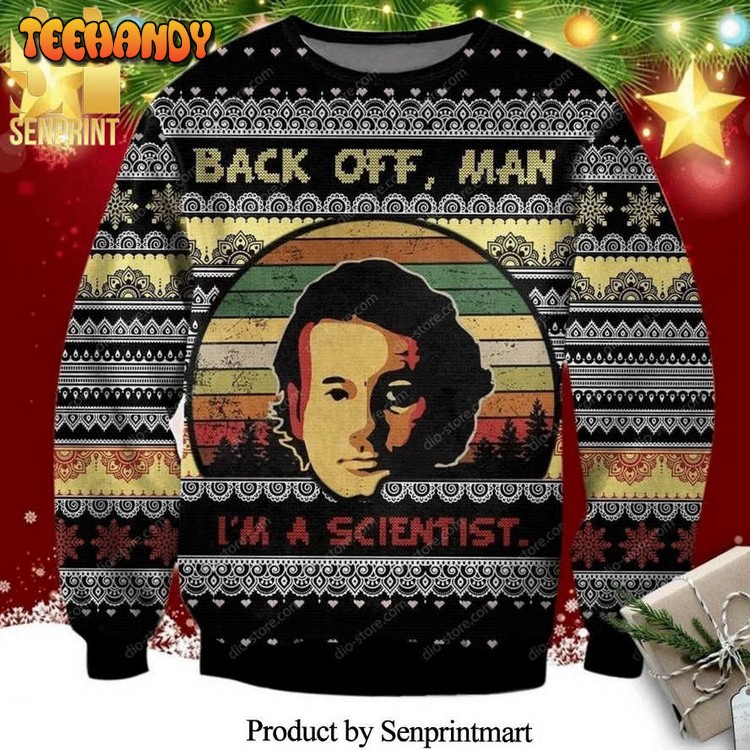 back off man im a scientist ghostbusters knitting sweater 7wcmi