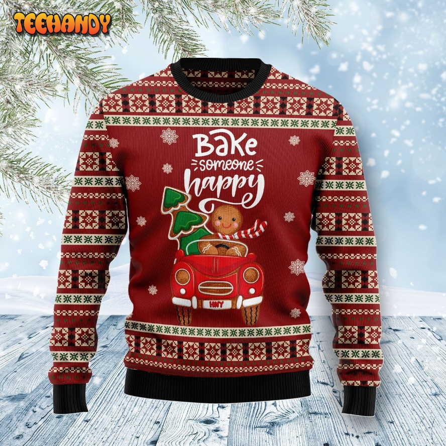 bake someone happy car riding for unisex ugly christmas sweater thi5v