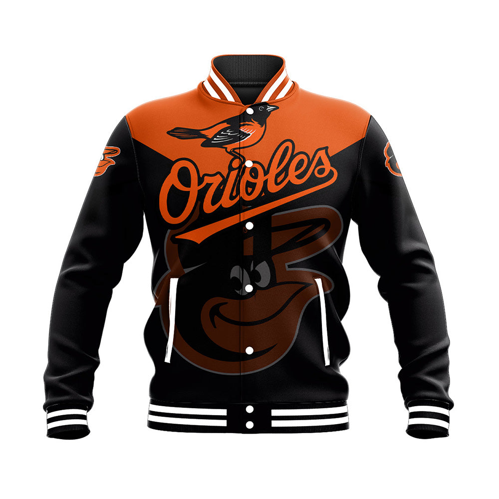 baltimore orioles baseball jacket button up zipper hooded all over print drinking style mlb mzey0