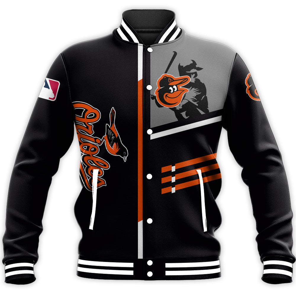 baltimore orioles baseball jacket button up zipper hooded all over print personalized baseball for fan mlb s2bpx