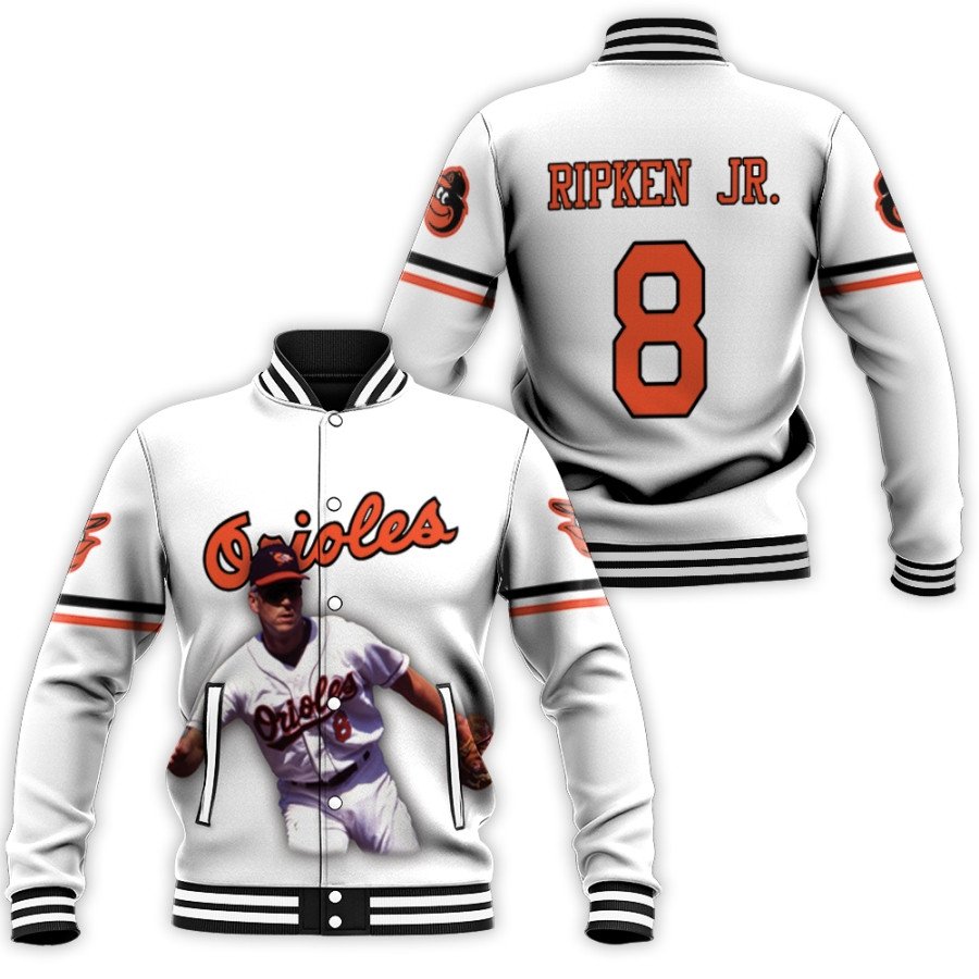 baltimore orioles cal ripken jr 8 mlb great player white 3d designed allover gift for orioles fans baseball jacket button up zipper hooded all over print mlb xapqf