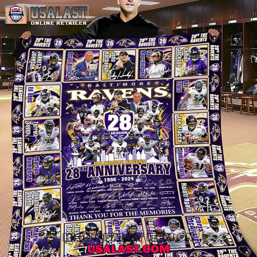 baltimore ravens 28th anniversary 1996 2024 special quilt blanket 1 kMnUj