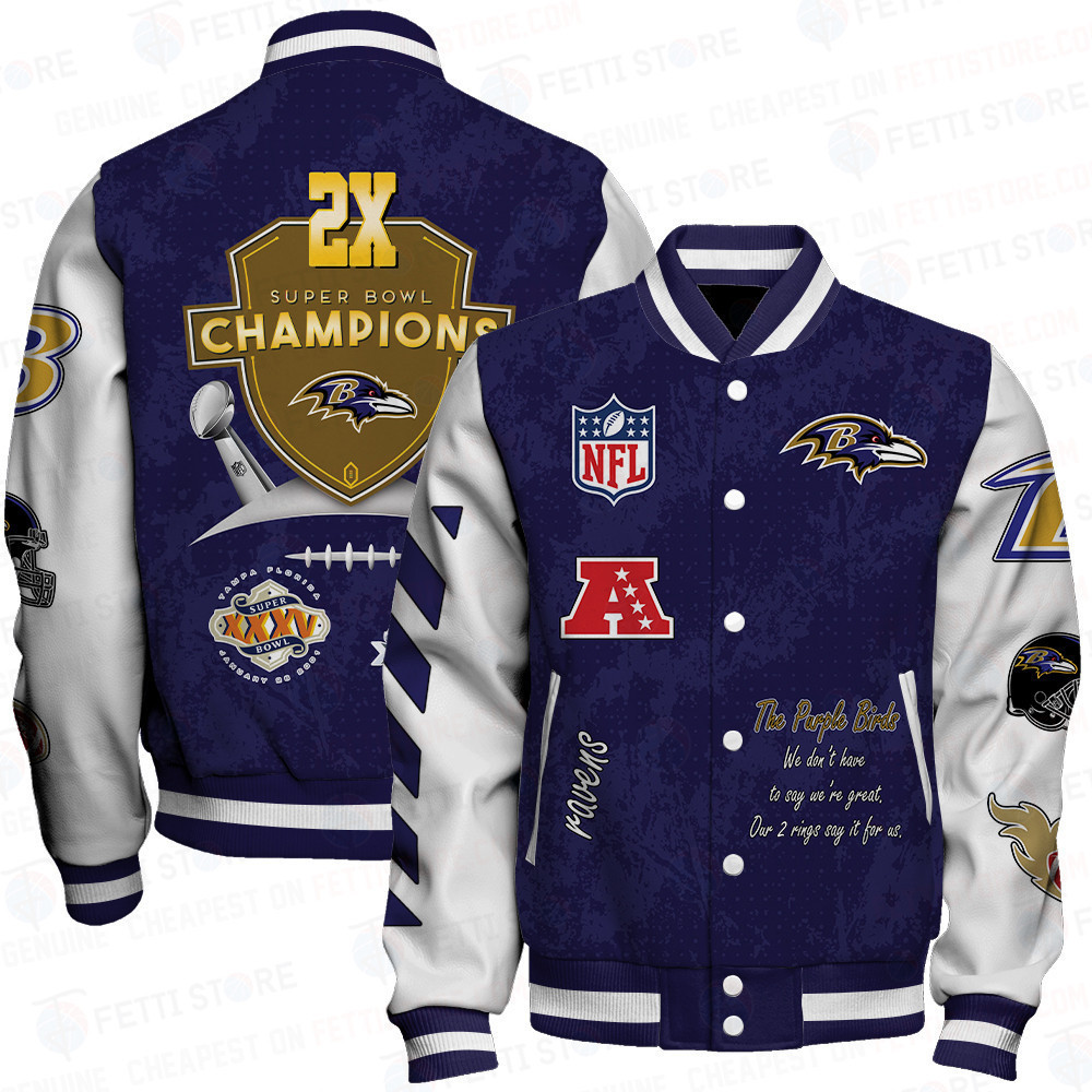 baltimore ravens 2x champions print baseball varsity jacket baseball jacket all over print sfat v9 3yiao