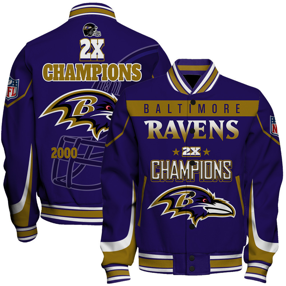 baltimore ravens 2x super bowl champions baseball varsity jacket baseball jacket all over print b84hq