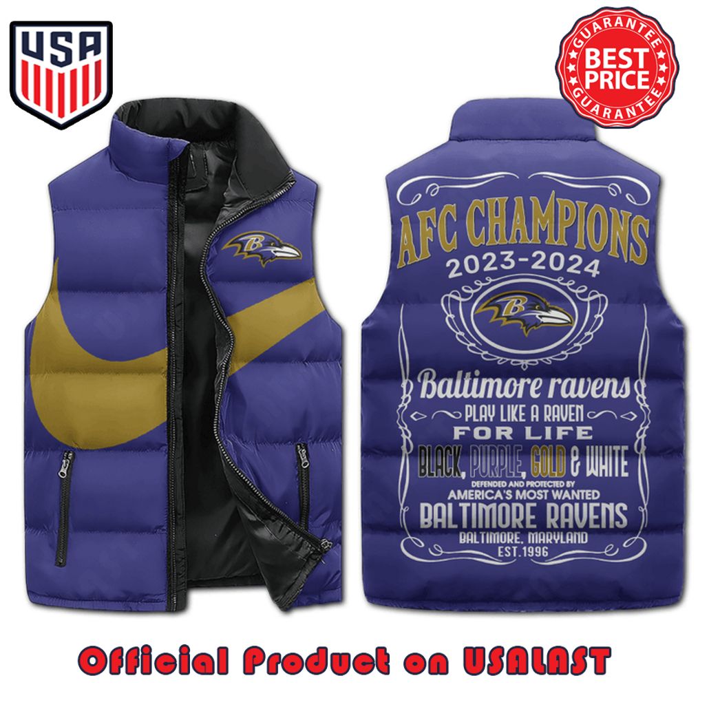 baltimore ravens afc champions play like a raven nike puffer sleeveless jacket 1 O7VsT