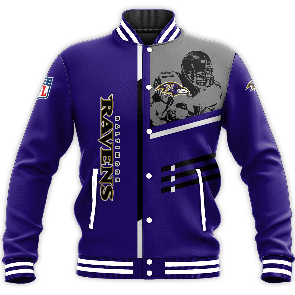 baltimore ravens baseball jacket button up zipper hooded all over print personalized football for fan nfl a8ylc