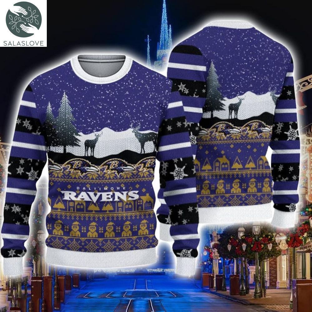 baltimore ravens christmas reindeers pattern sweater ht230905 1 dy51ob