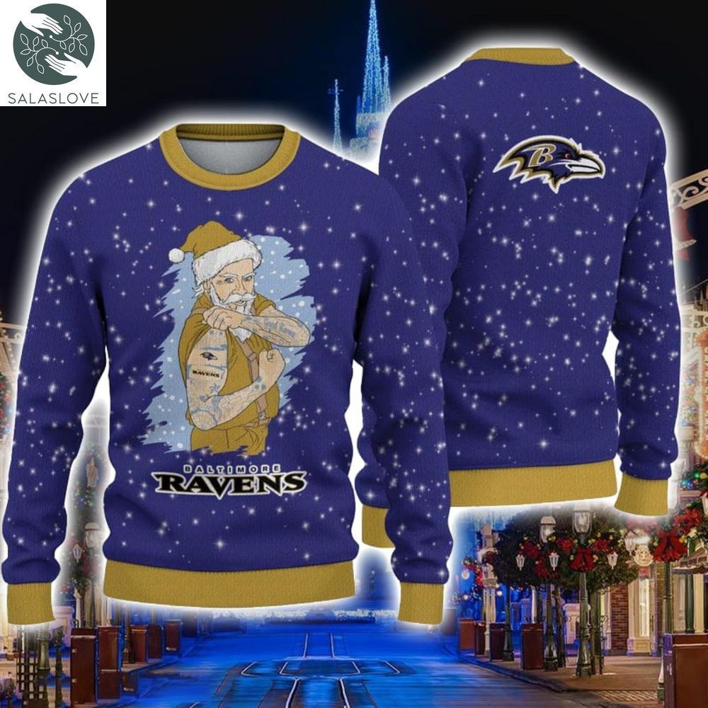 baltimore ravens christmas santa claus tattoo sweater ht230906 1 ppmmmf